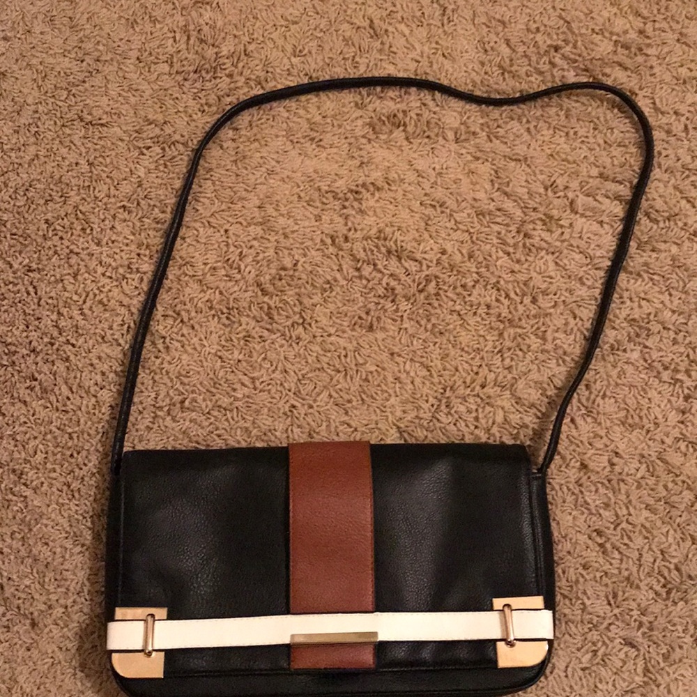 Asos foldover clutch- mixed neutrals with gold